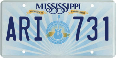 MS license plate ARI731