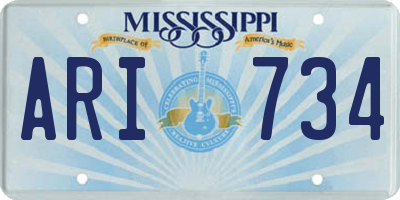 MS license plate ARI734