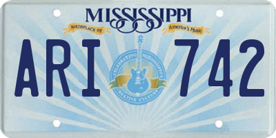 MS license plate ARI742