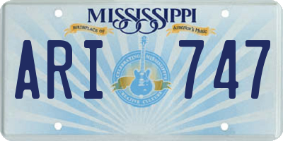 MS license plate ARI747
