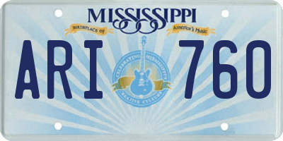 MS license plate ARI760