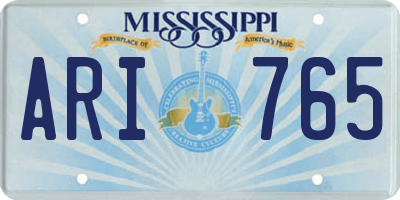 MS license plate ARI765