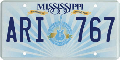 MS license plate ARI767