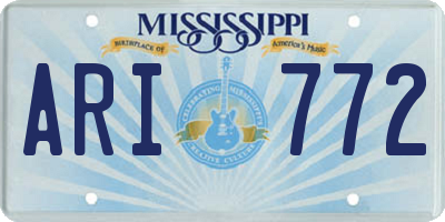 MS license plate ARI772