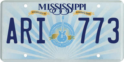 MS license plate ARI773