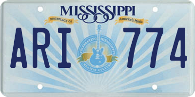 MS license plate ARI774