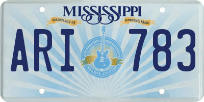 MS license plate ARI783