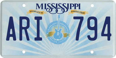 MS license plate ARI794