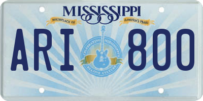 MS license plate ARI800
