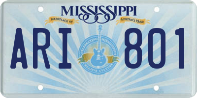 MS license plate ARI801