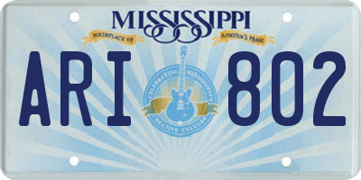 MS license plate ARI802