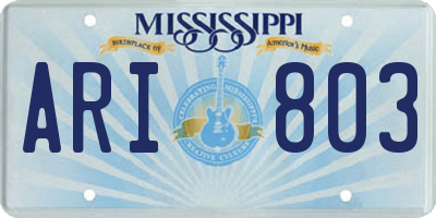 MS license plate ARI803