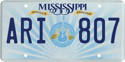 MS license plate ARI807