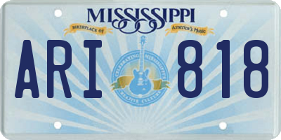 MS license plate ARI818