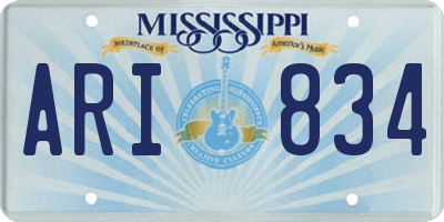MS license plate ARI834