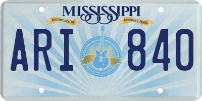 MS license plate ARI840