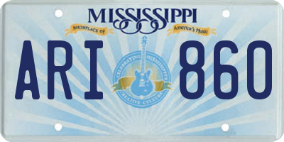 MS license plate ARI860