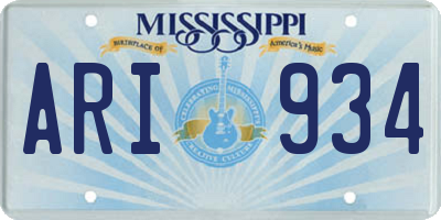 MS license plate ARI934