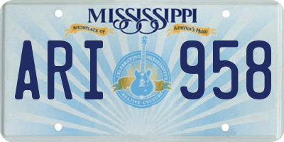 MS license plate ARI958