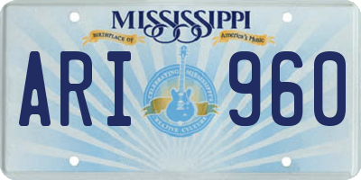 MS license plate ARI960