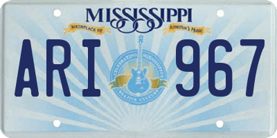 MS license plate ARI967
