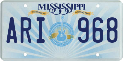 MS license plate ARI968