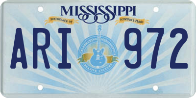 MS license plate ARI972