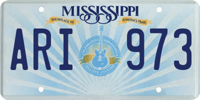 MS license plate ARI973
