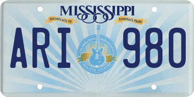 MS license plate ARI980