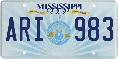 MS license plate ARI983