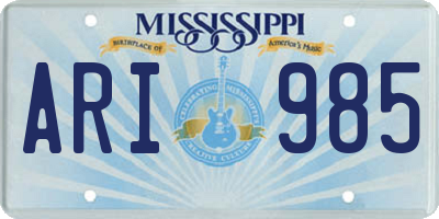MS license plate ARI985