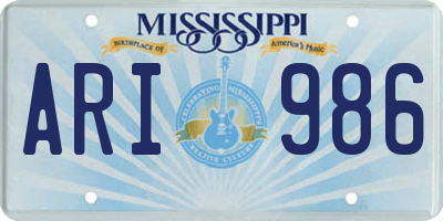 MS license plate ARI986