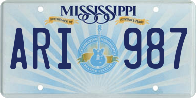 MS license plate ARI987