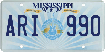 MS license plate ARI990
