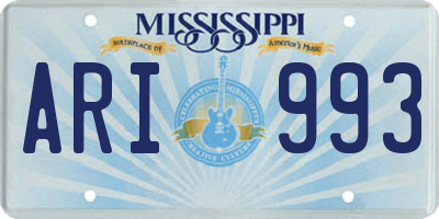 MS license plate ARI993