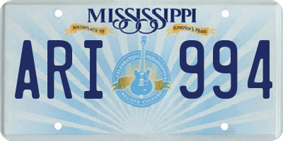 MS license plate ARI994