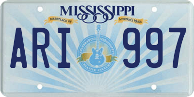 MS license plate ARI997