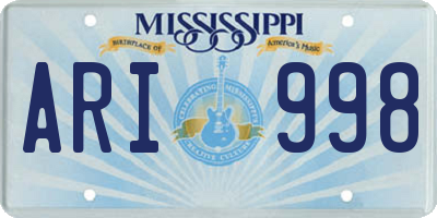 MS license plate ARI998