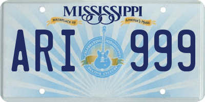 MS license plate ARI999