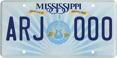 MS license plate ARJ000