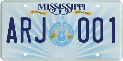 MS license plate ARJ001