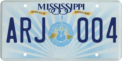 MS license plate ARJ004