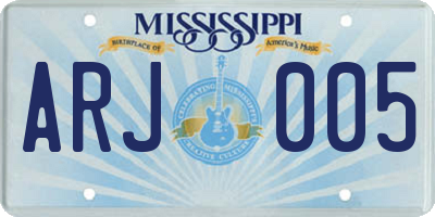 MS license plate ARJ005