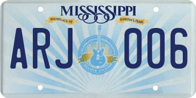 MS license plate ARJ006