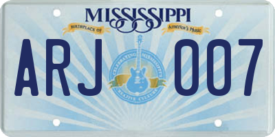 MS license plate ARJ007