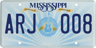 MS license plate ARJ008