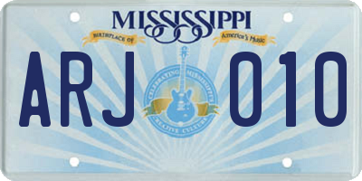 MS license plate ARJ010