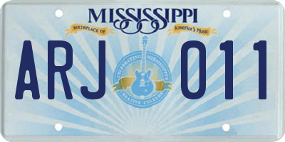 MS license plate ARJ011