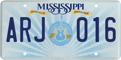 MS license plate ARJ016