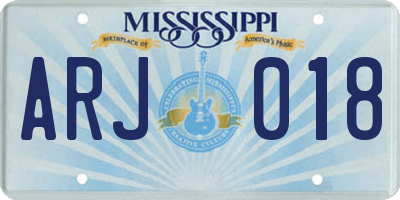 MS license plate ARJ018